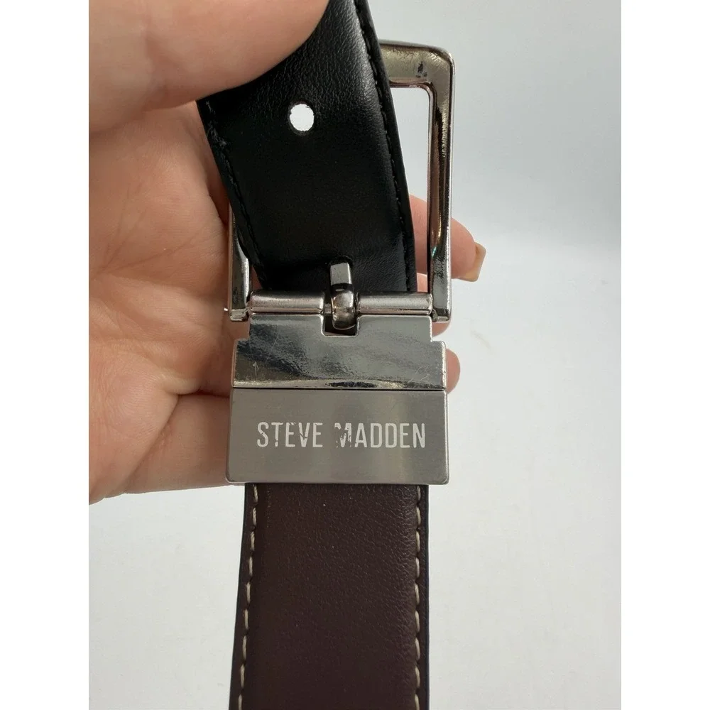 Steve Madden Men's Solid Brown/Black Dress Belt 26-28